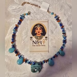 Eye Of HORUS necklace With Drop Turquoise Beads.